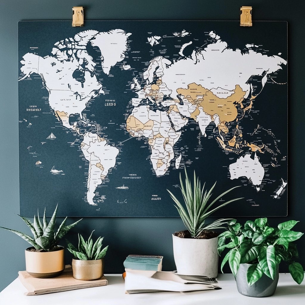 Home Wall Decor Ideas: Map Pinboard for Travellers