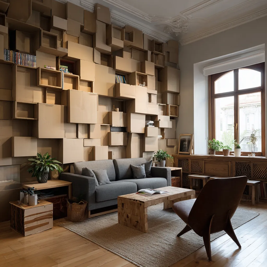 Lightweight Cardboard Wall Decor Ideas for Drawing Room