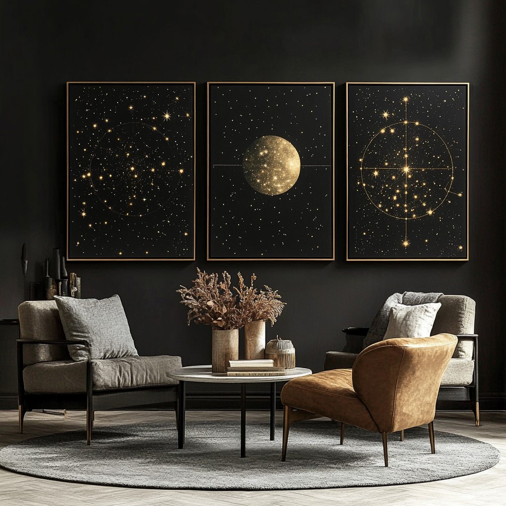 Living Room Wall Decor Ideas: Star Map Canvases