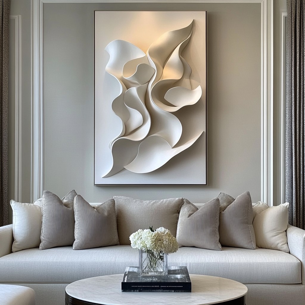 Living Room Wall Decoration Ideas at Home: Sculptural Art Pieces