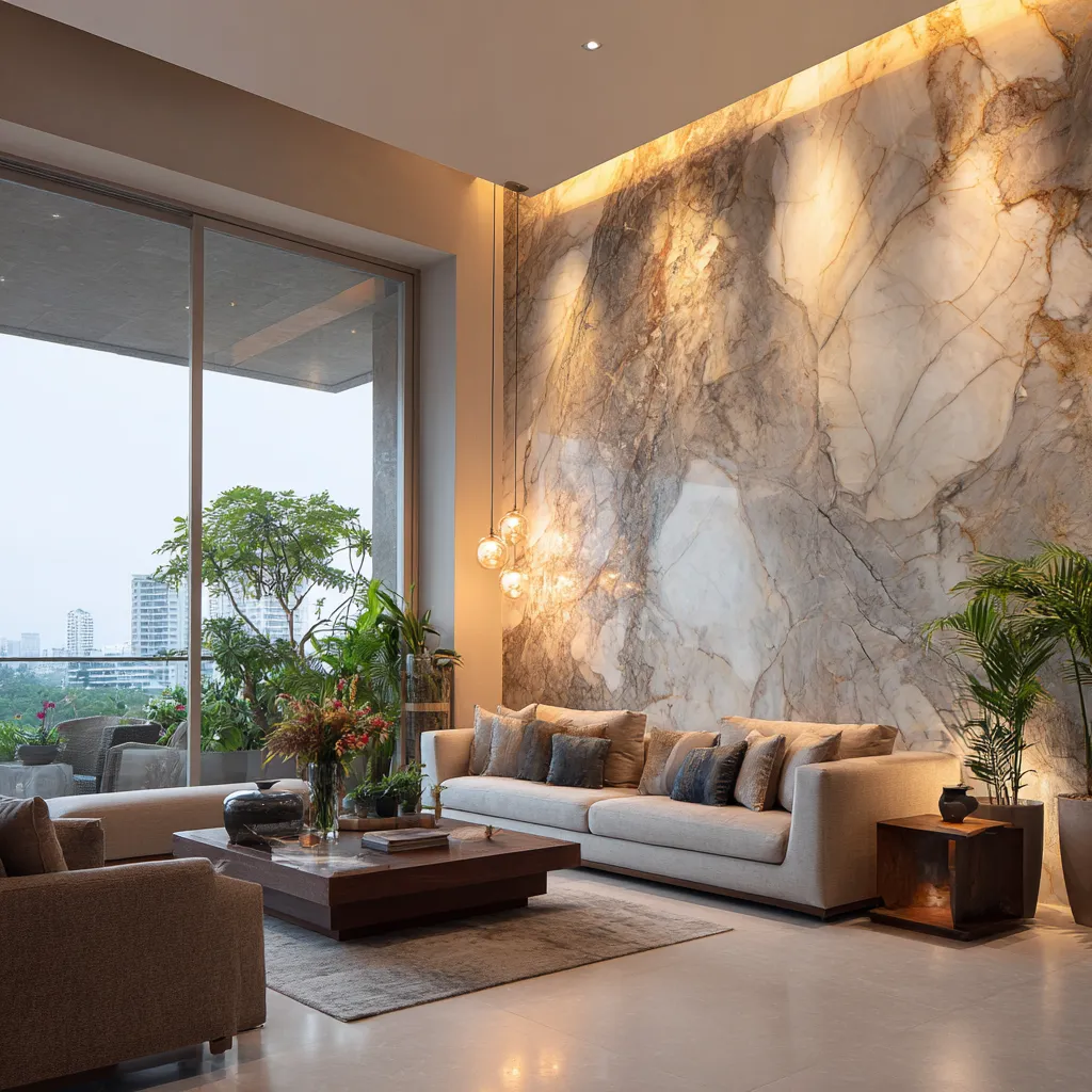 Marble Wall Cladding Ideas for Drawing Room