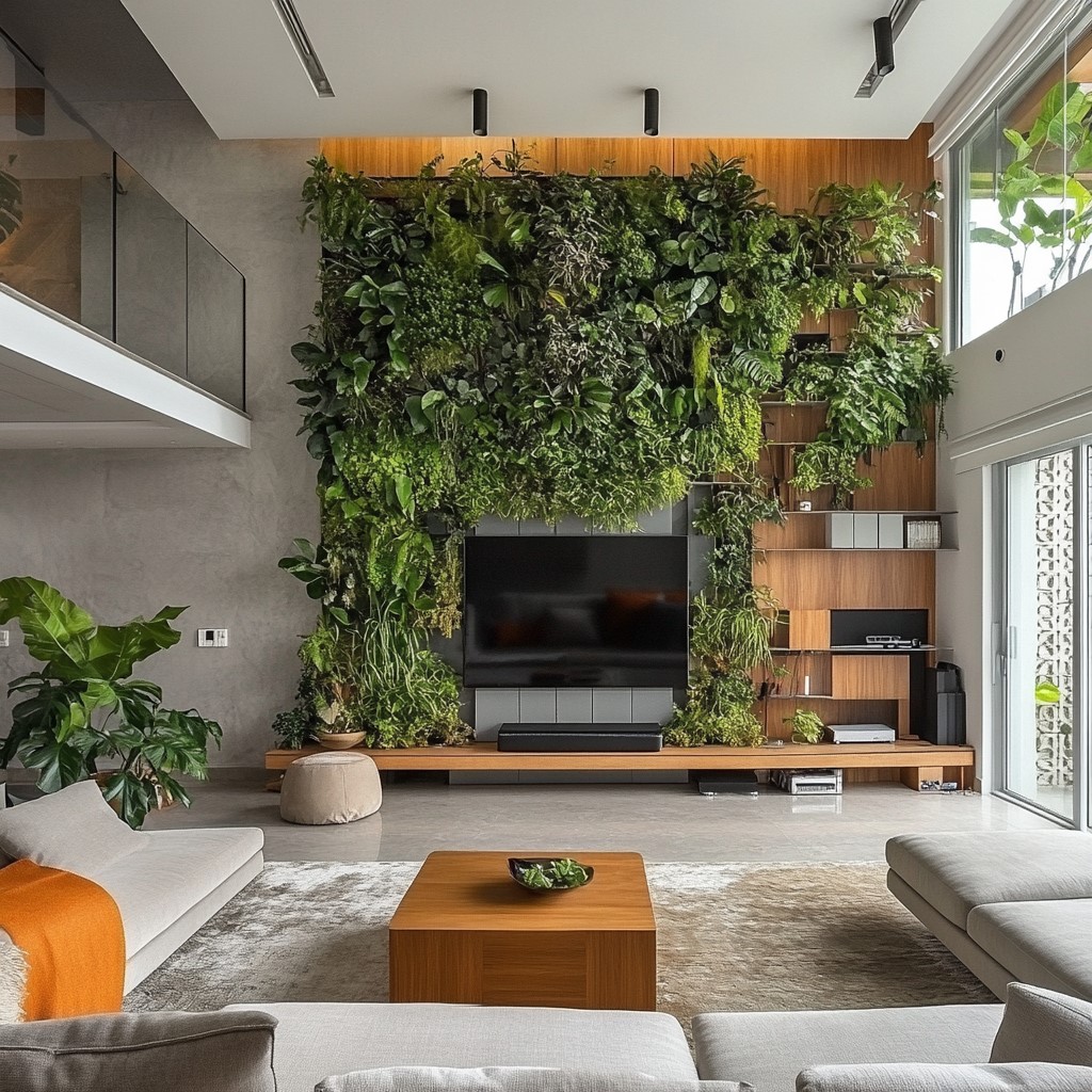 Modern Wall Design Ideas for Living Room: Vertical Garden