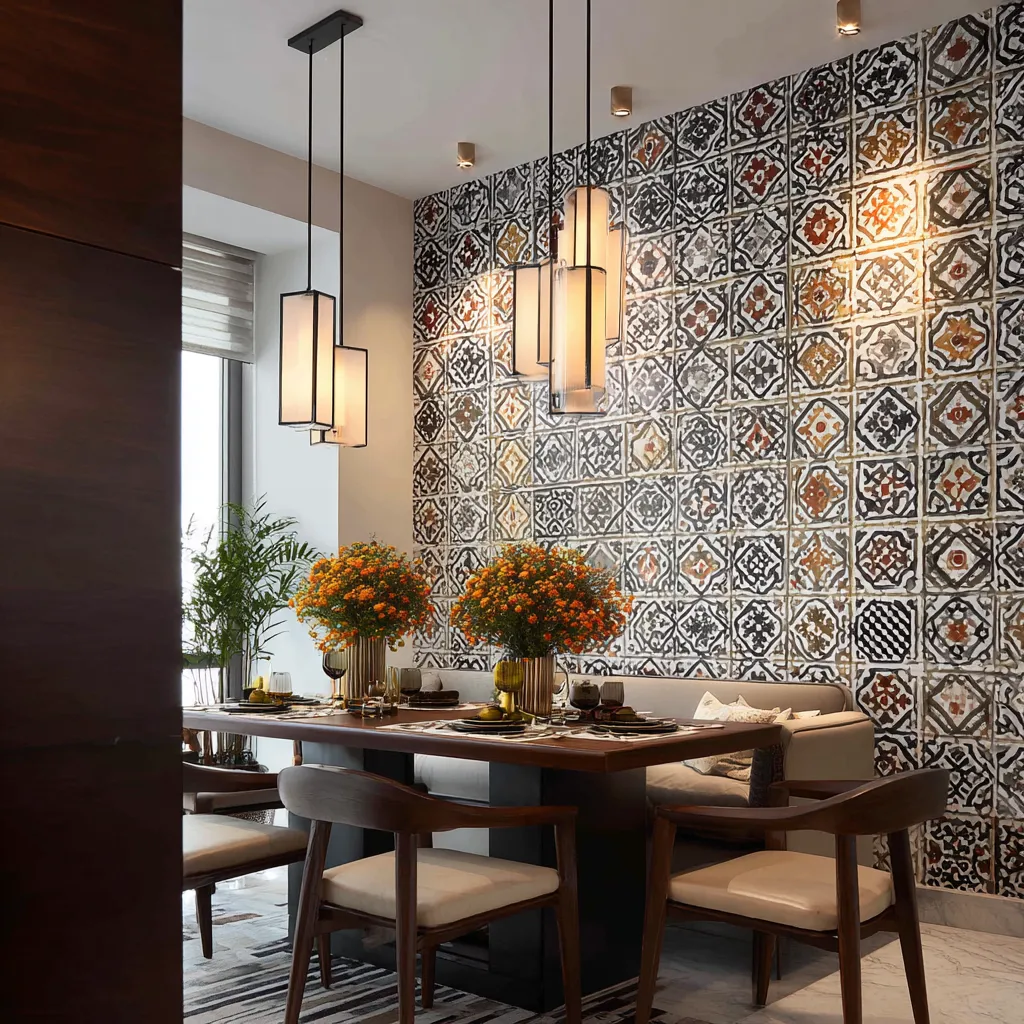 Moroccan Patterned Tile Ideas for Dining Room Walls