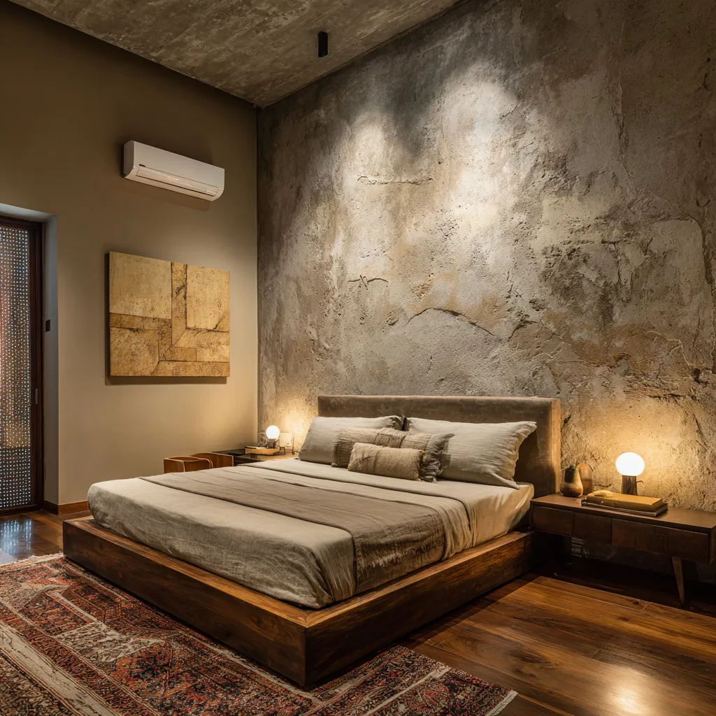 Rough Plaster Wall Decor Ideas for Bedroom