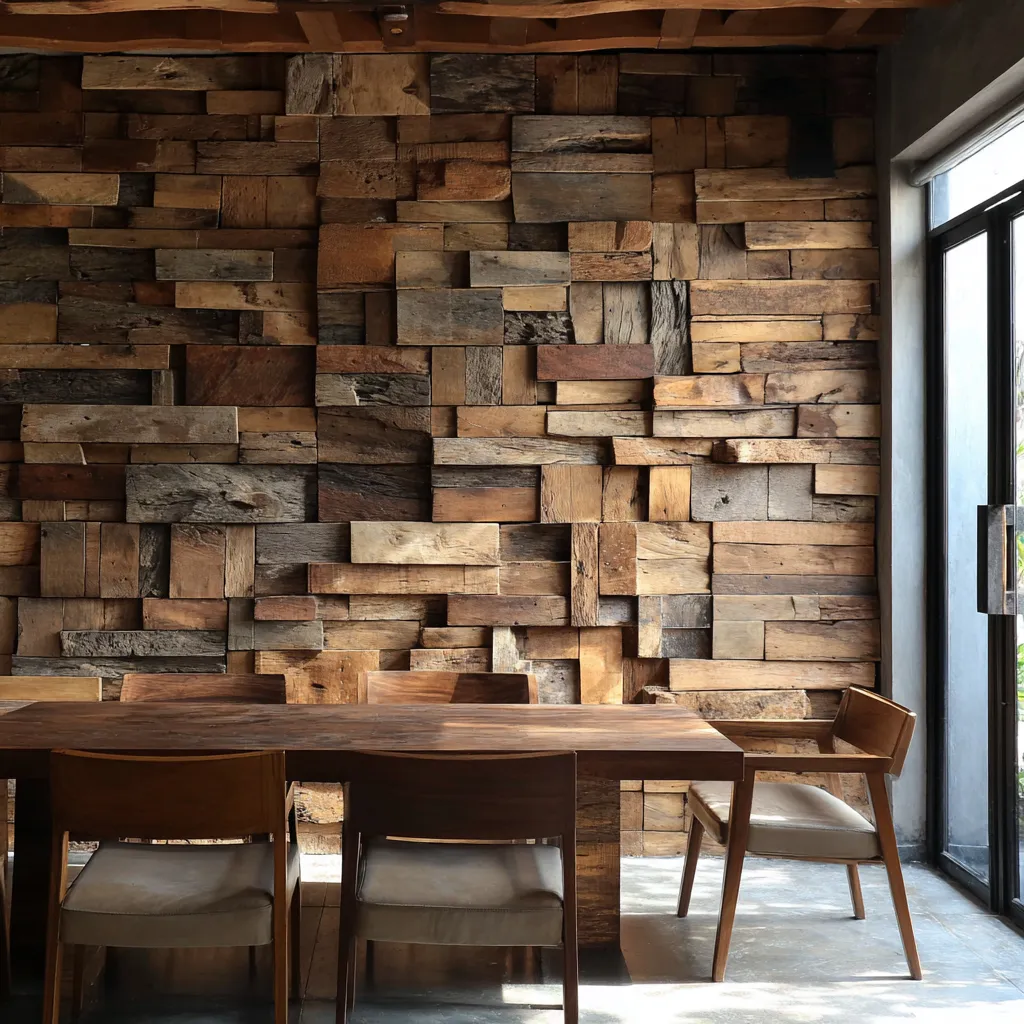 Rustic Reclaimed Wood Wall Panel Ideas for Dining Room