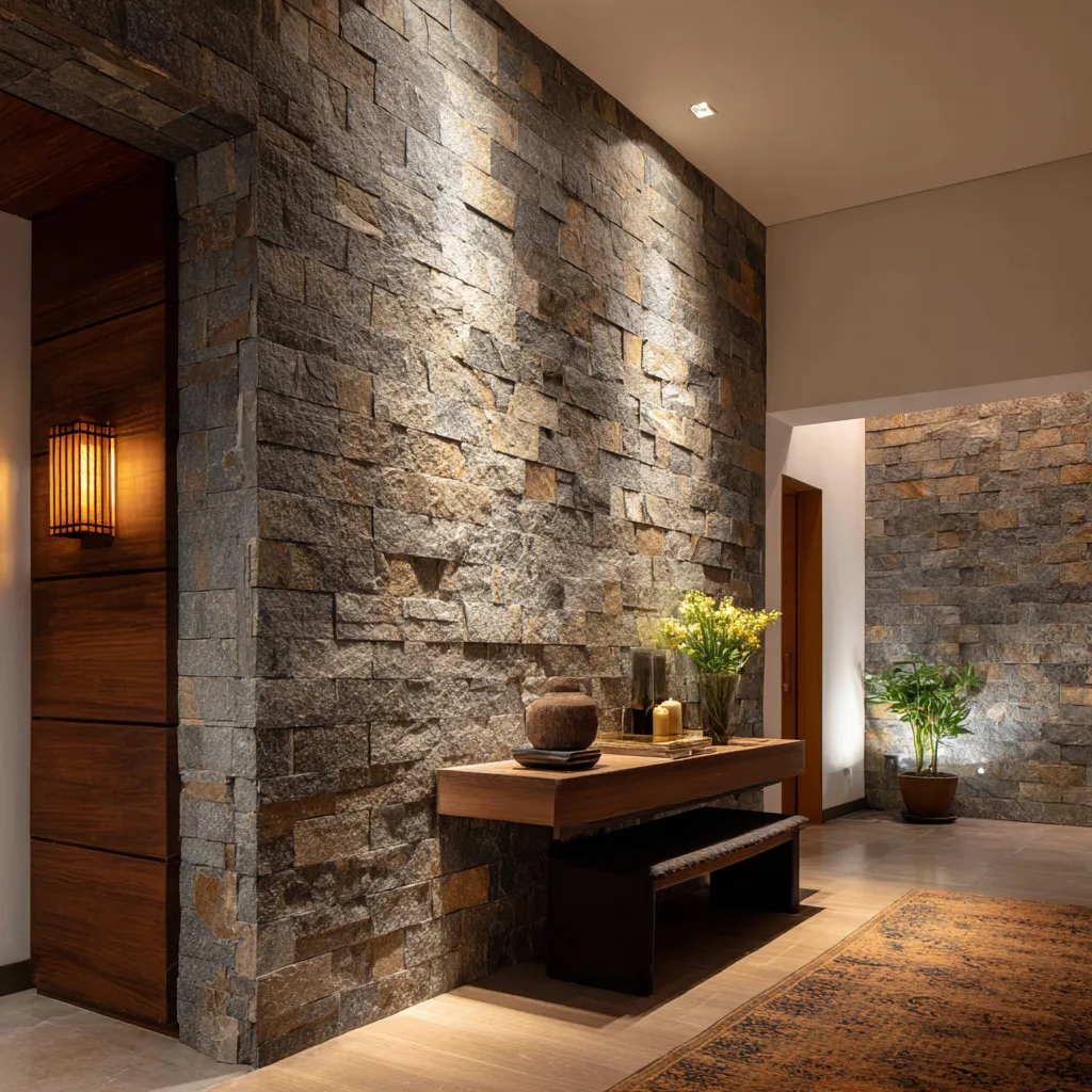 Stacked Stone Wall Decor Ideas for Passage