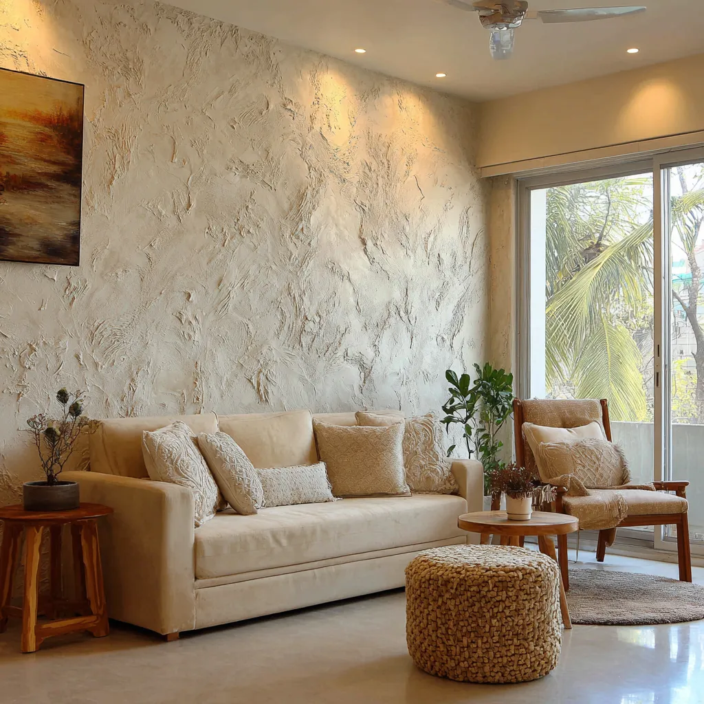 Textured Stucco Wall Decor Ideas for Living Room