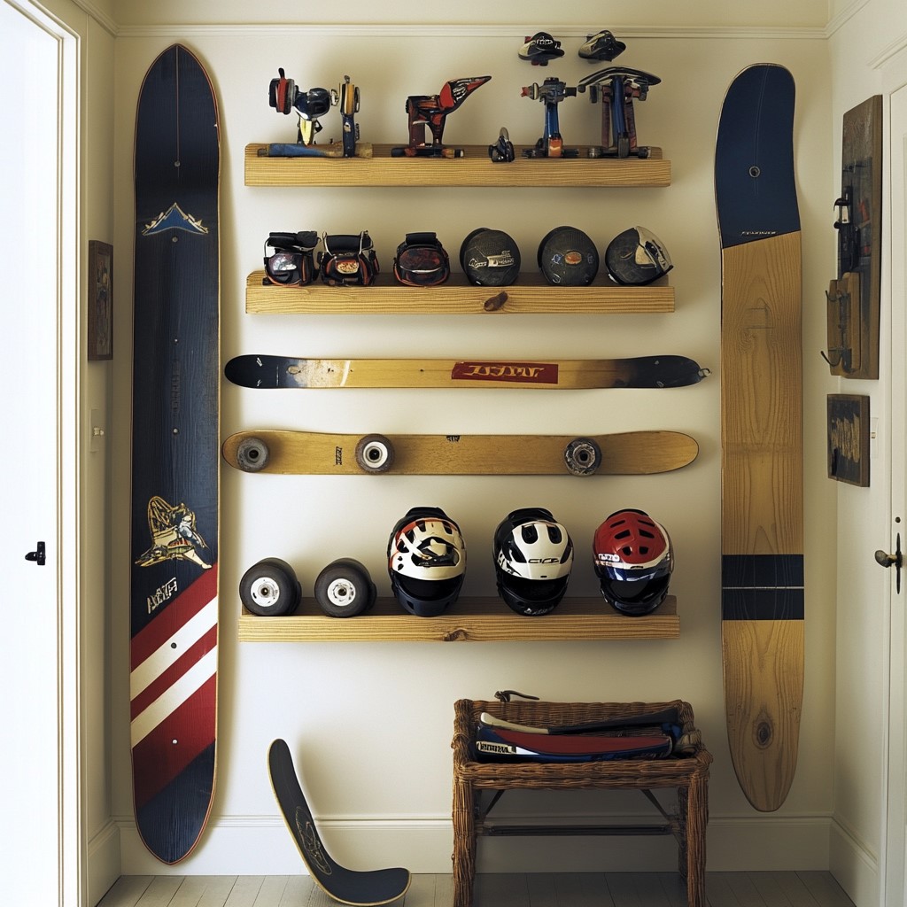 Unique Wall Decor Ideas: Sports Gear Display