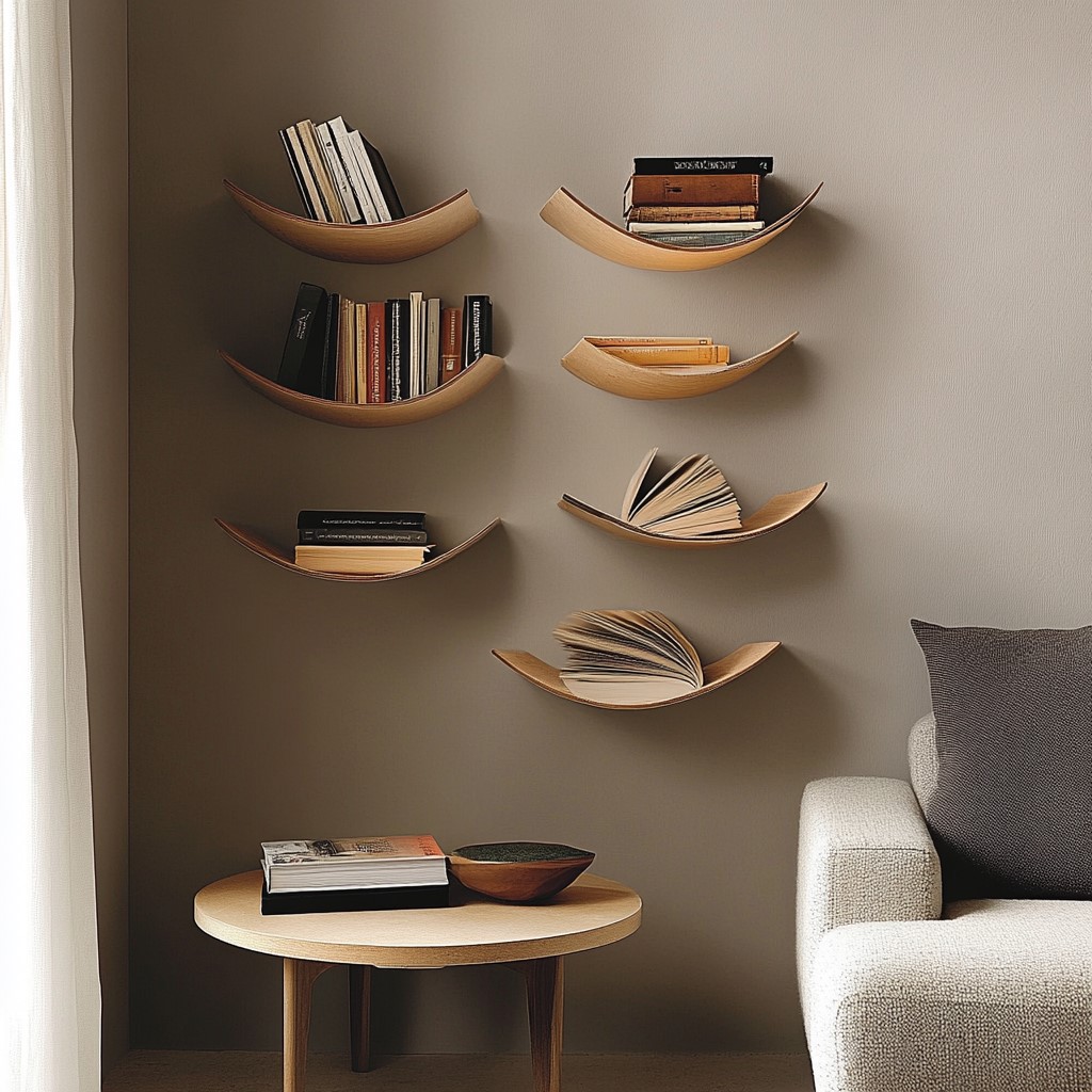 Wall Decoration Ideas for Living Room: Floating Bookshelves