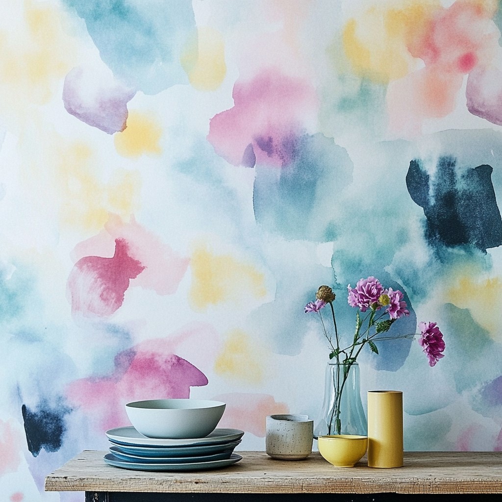 Watercolour Wallpaper Decor Idea