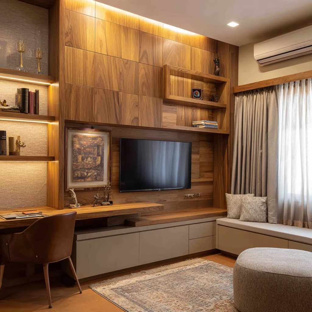 Wood Veneer Wall Panel Ideas for Living Room