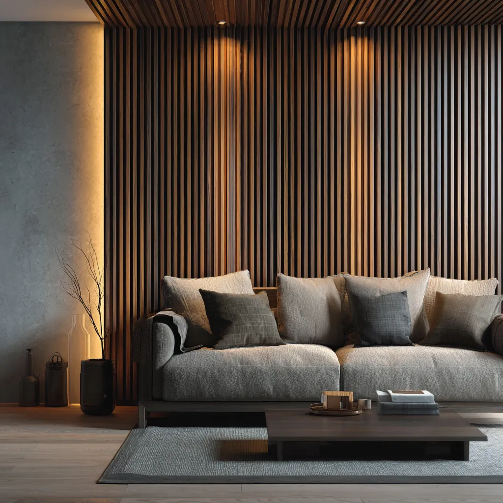 Wooden Slat Wall Panel Ideas for Living Room