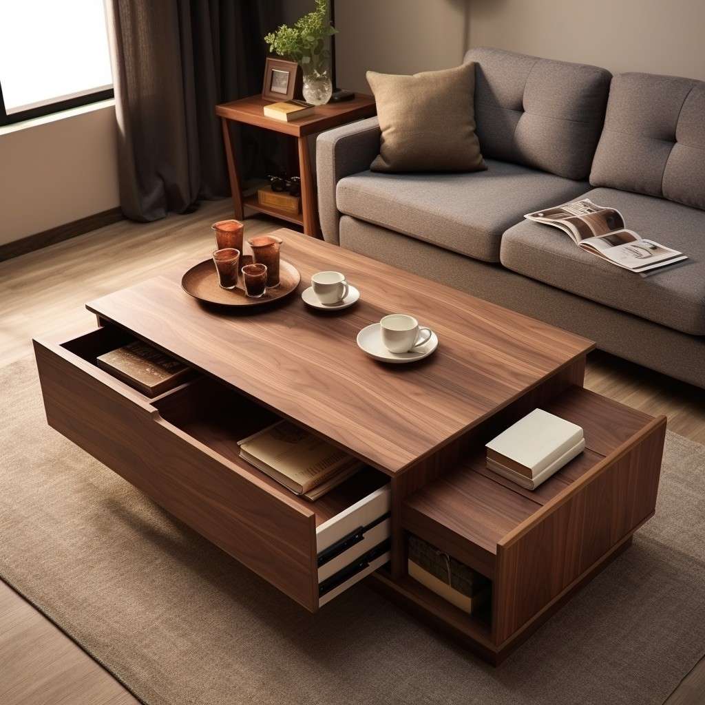 Coffee Table With Storage - Small Drawing Room Design