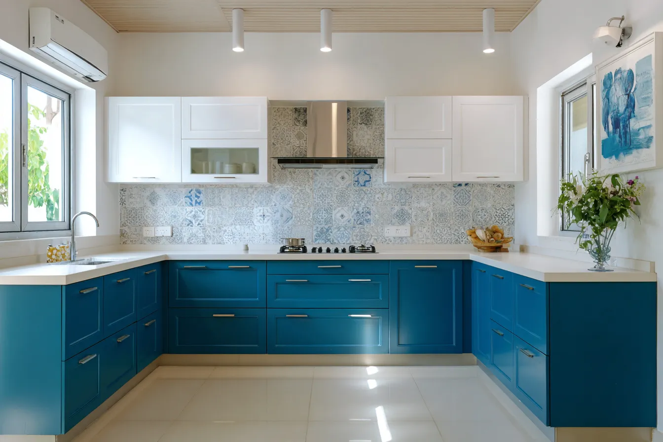 Blue and White Kitchen Colour Combination
