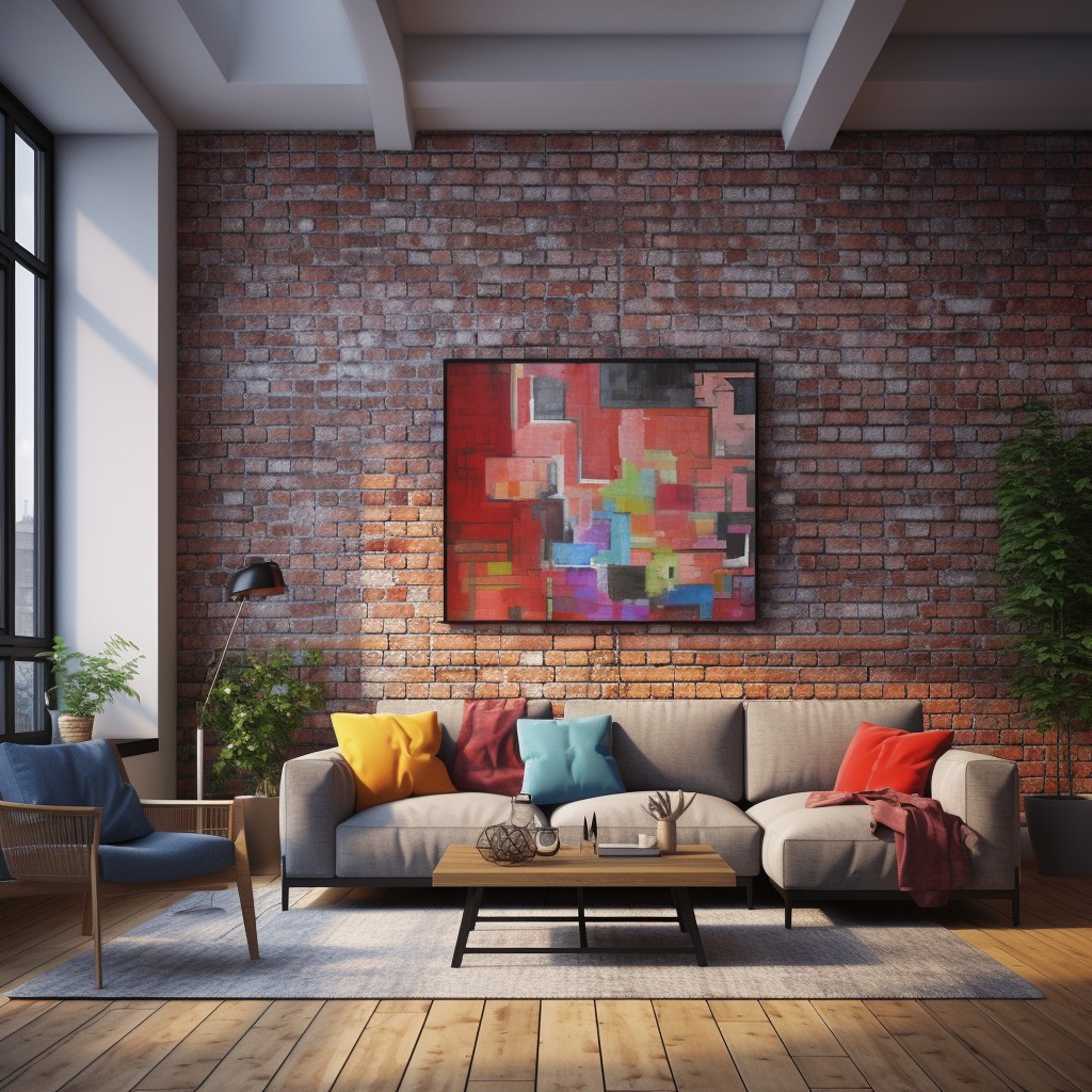 Bricks Wall Texture Paint Designs for Living Room