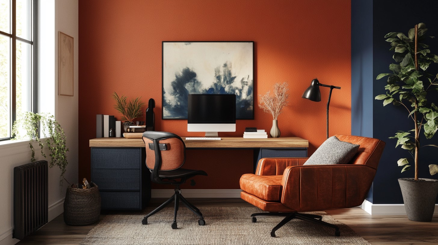 Burnt Orange and Navy: Home Paint Colour Combination