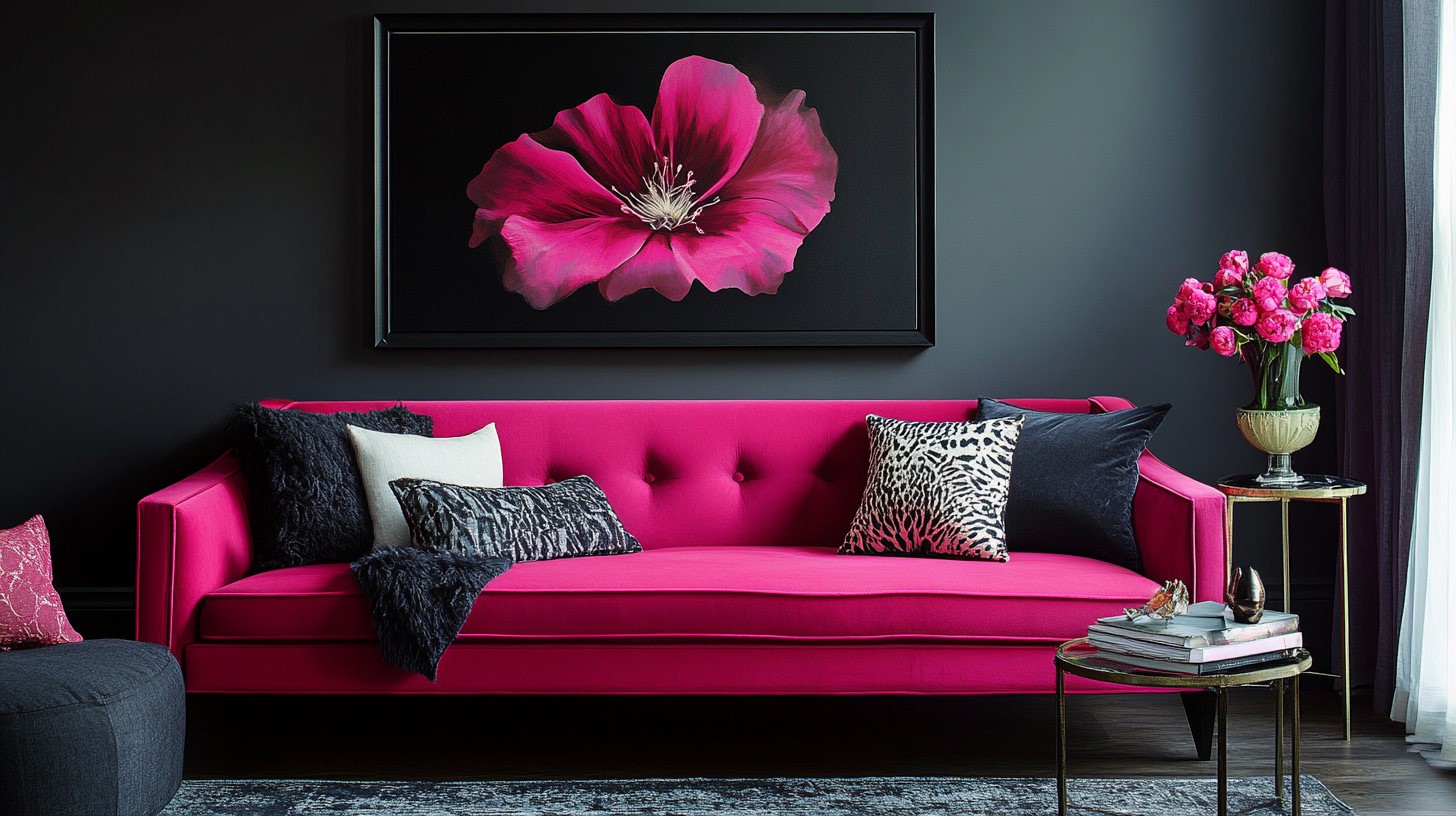 Fuchsia and Charcoal: Home Wall Colour Combination