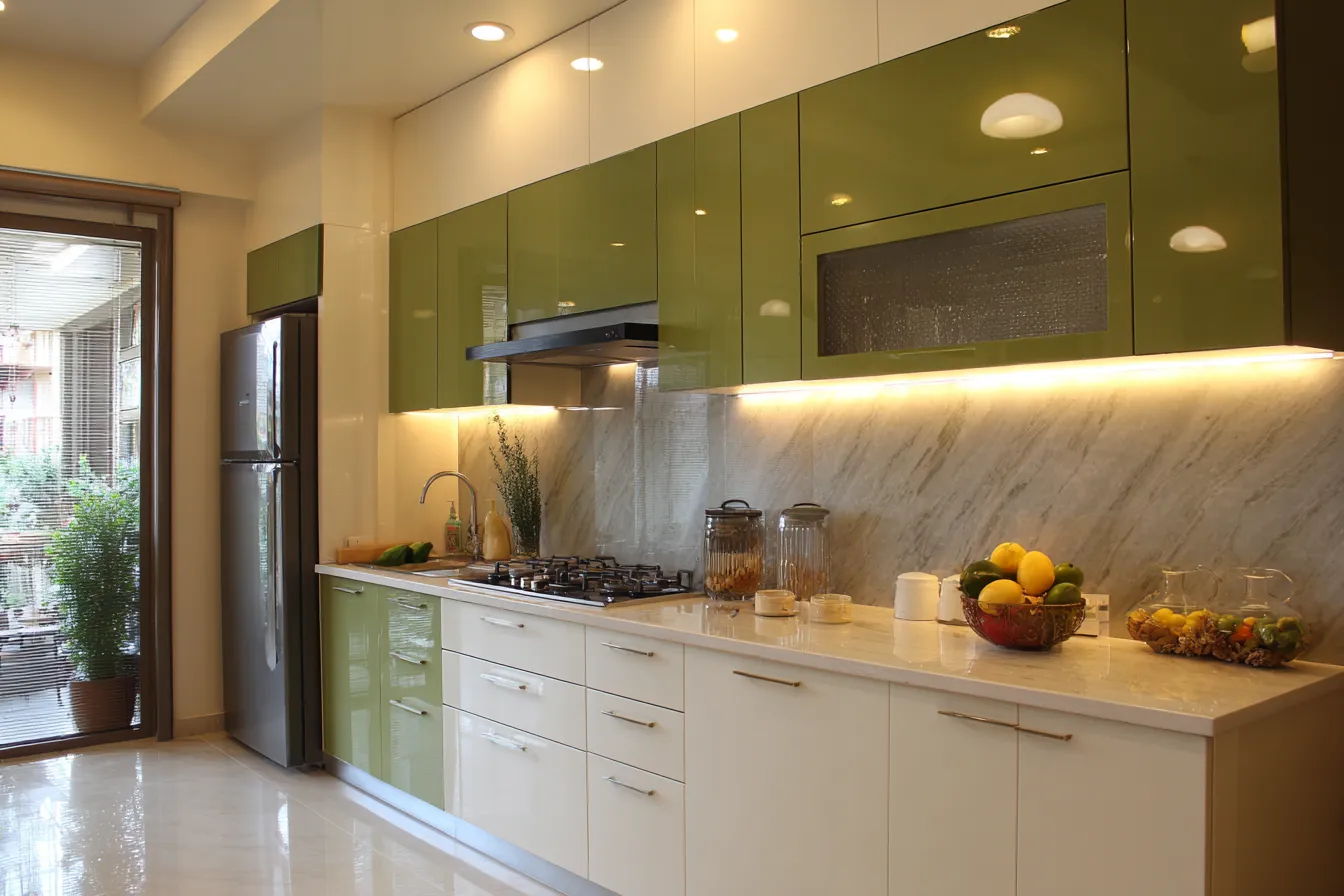 Green and Cream Kitchen Colour Combination