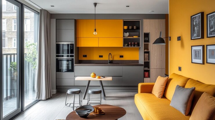 Grey and Mustard: Colour Combination for Walls