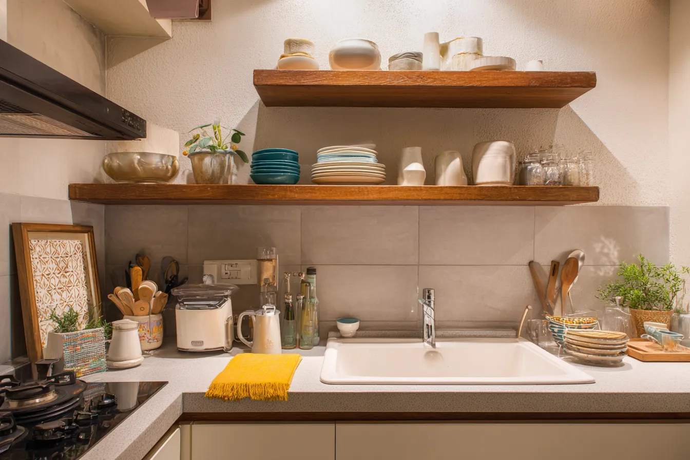 Add Open Shelves Inexpensive Kitchen Renovation Ideas- Add Open Shelves