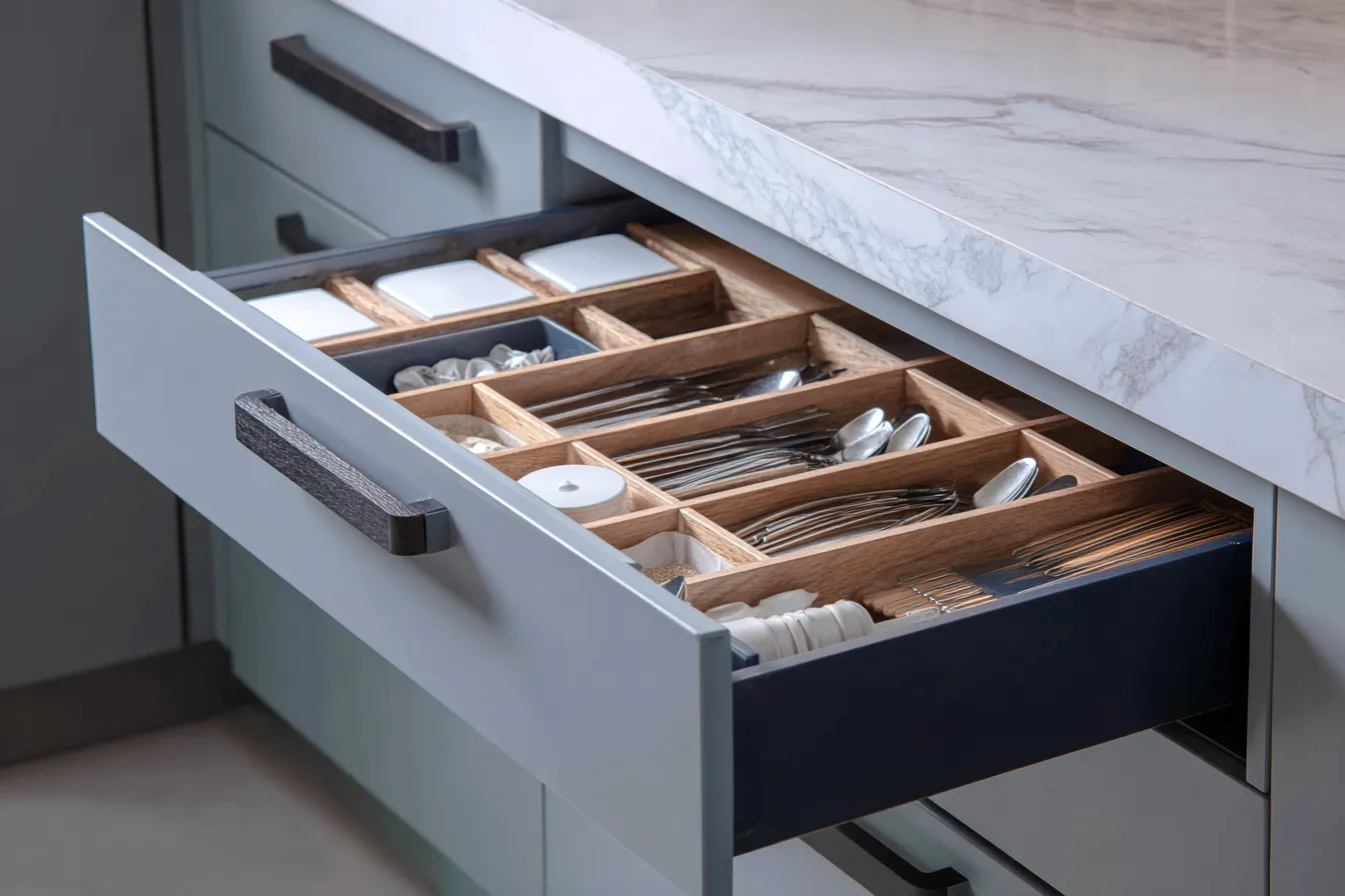 Smart Storage with Sleek Kitchen Accessories Mix Closed Kitchen Cabinets with Open Shelving