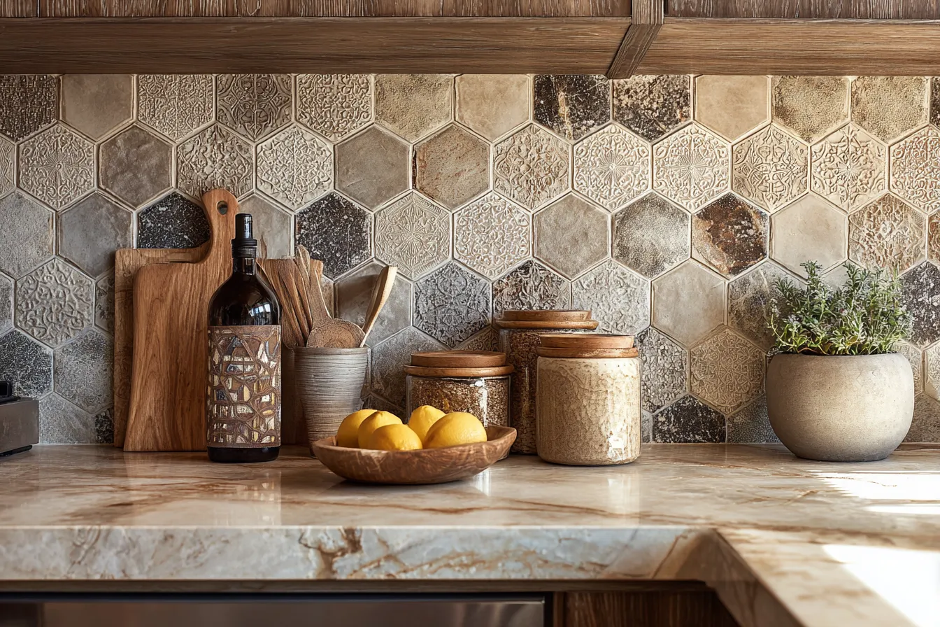 Kitchen Backsplash and Floor Tiles kitchen improvement ideas- Backsplash and Floor Tiles