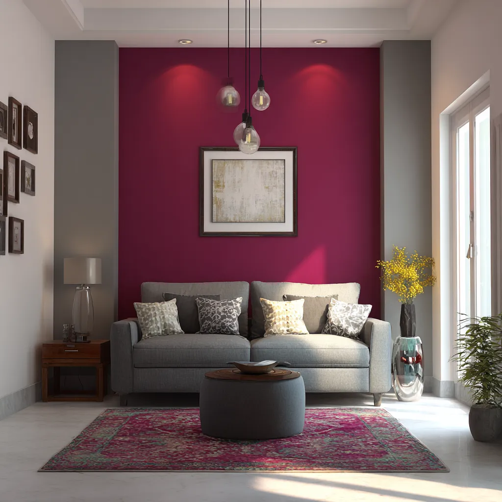 Magenta- Accent Wall Paint Colour Design for Sitting Area