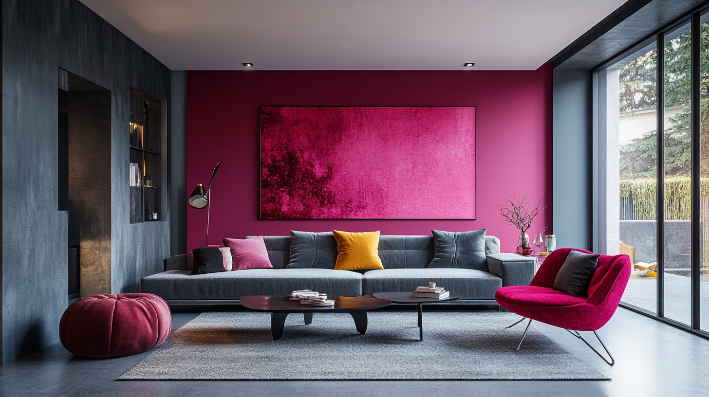 Magenta and Grey: Interior Wall Colour Combination