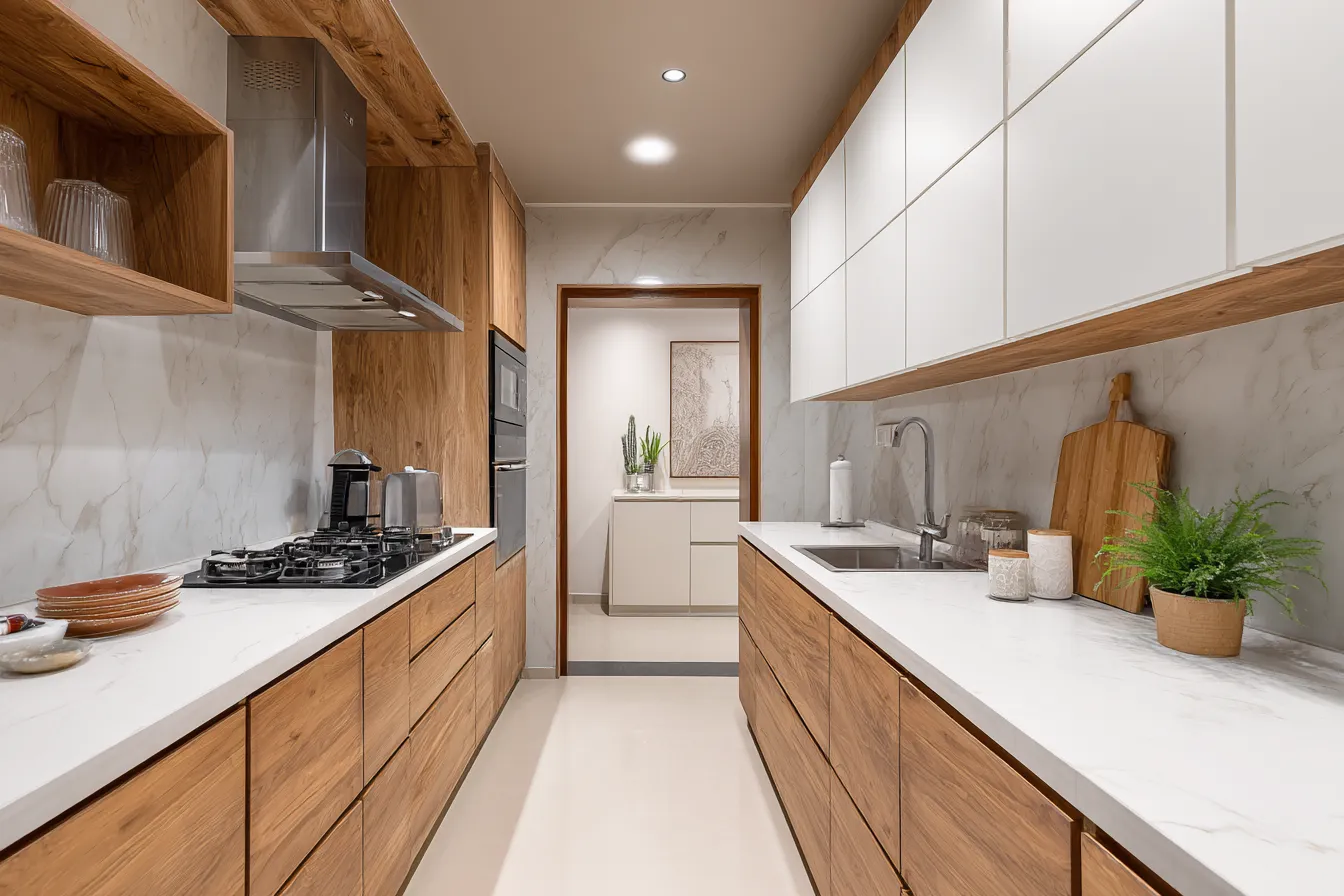 Minimal White and Wood Kitchen Colour Scheme