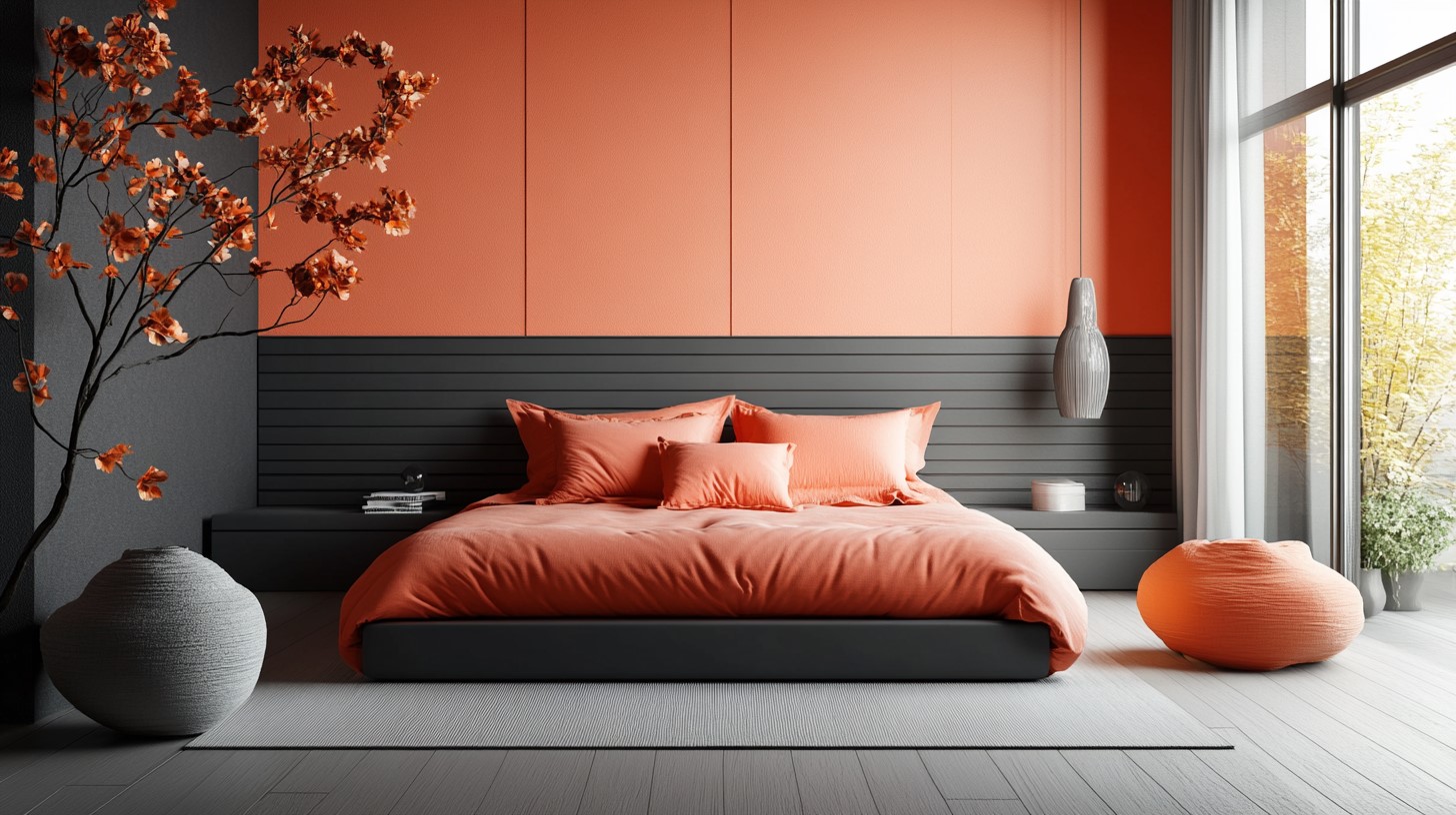 Peach and Charcoal Grey: Colour Combination for Home Interiors