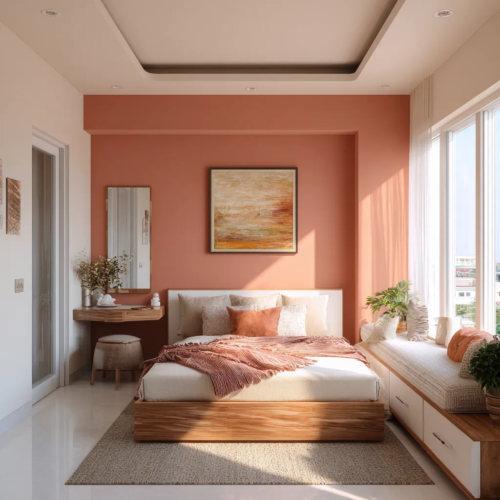 Peach and White Wall Paint Combinations for Bedroom