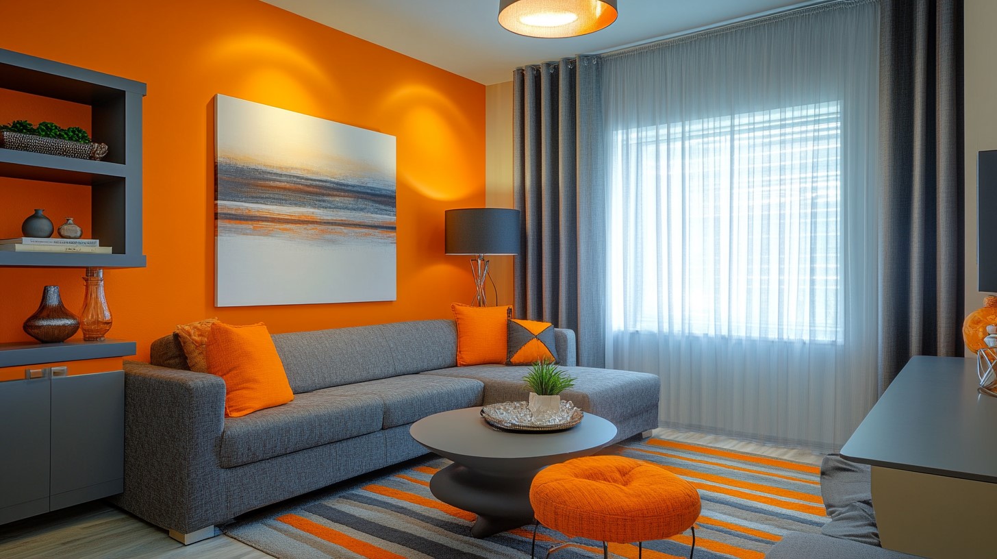 Pumpkin Orange and Grey: Home Interior Colour Combinations