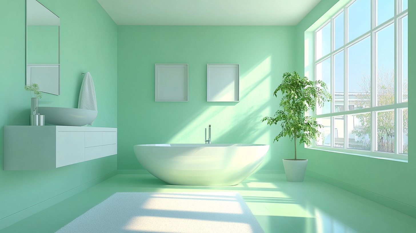 Simple Mint Green Colour Design for Bathroom