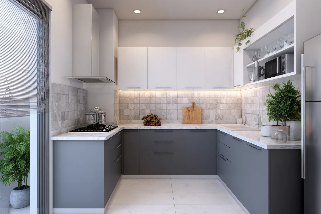 White and Grey Kitchen Colour Combination