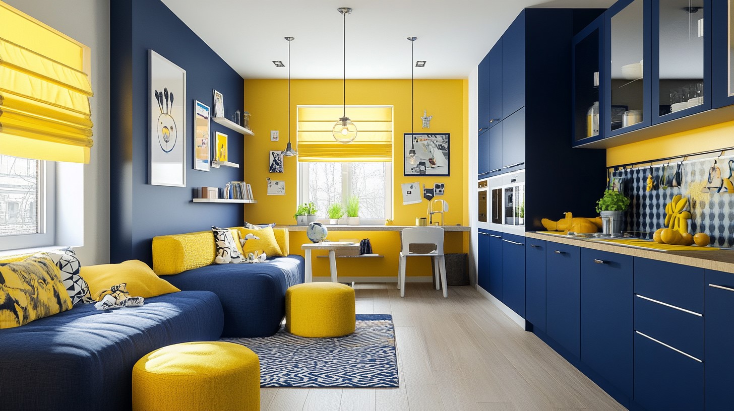 Yellow and Navy: Wall Colour Combination for Home