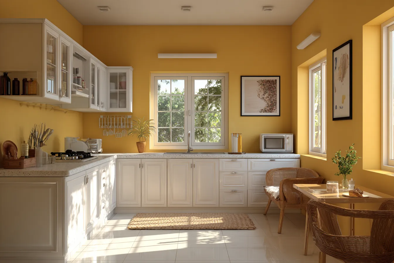 Yellow and White Kitchen Colour Combination