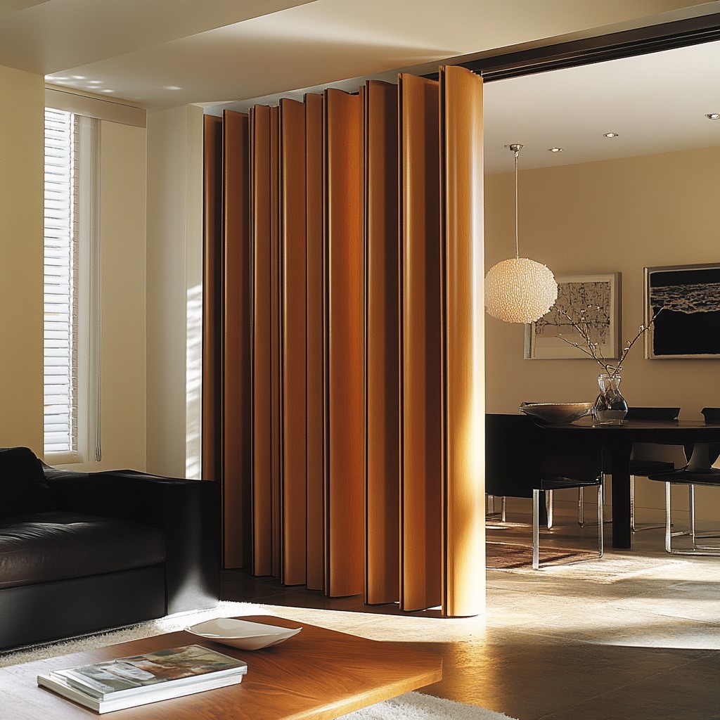 Accordion Doors partition design between the living and dining room