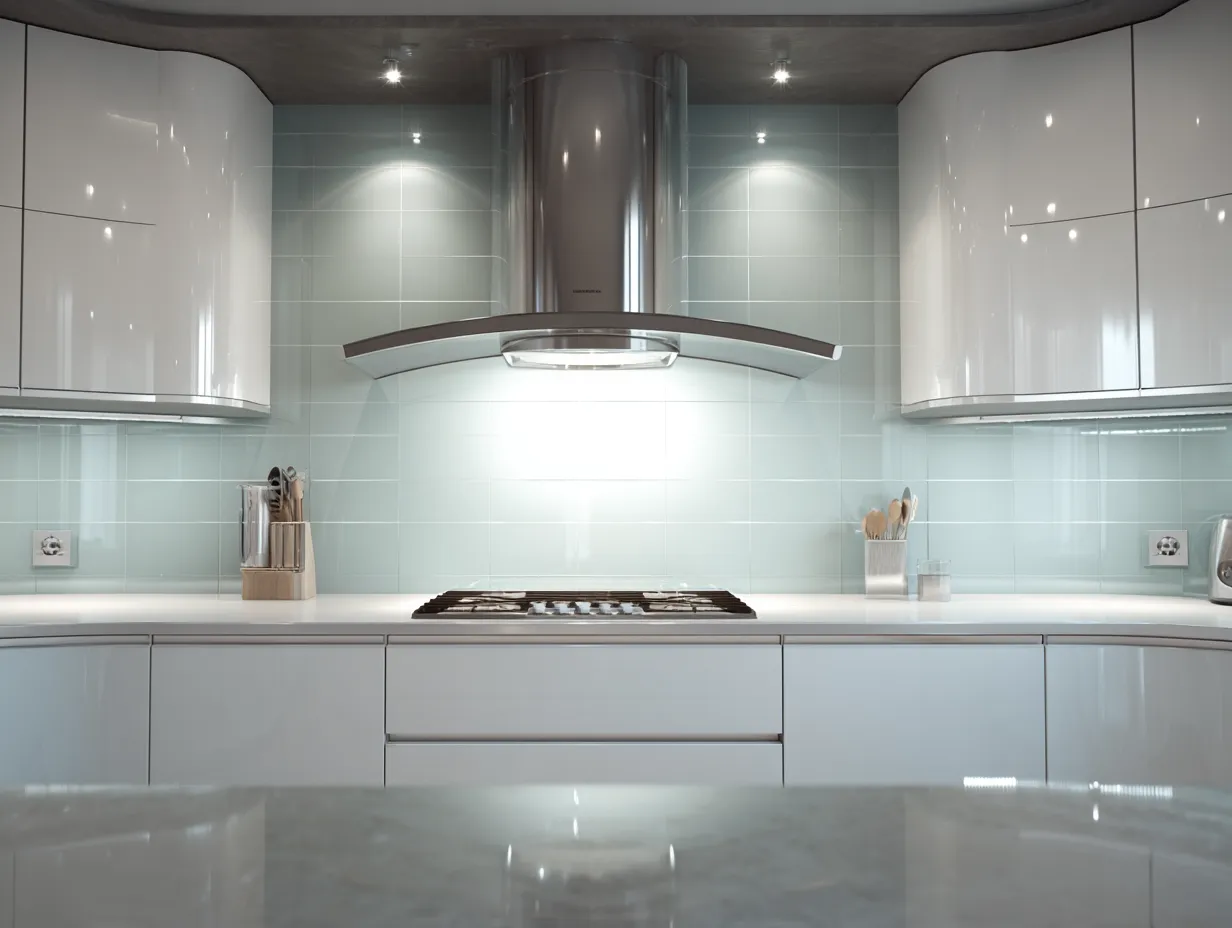 Curved Glass Kitchen Chimney Design
