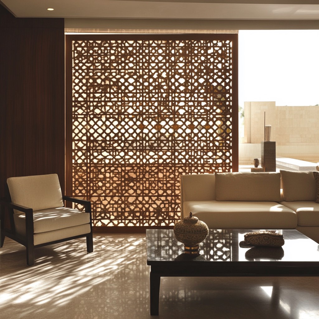 Jali Screen Partition Design for Living Room