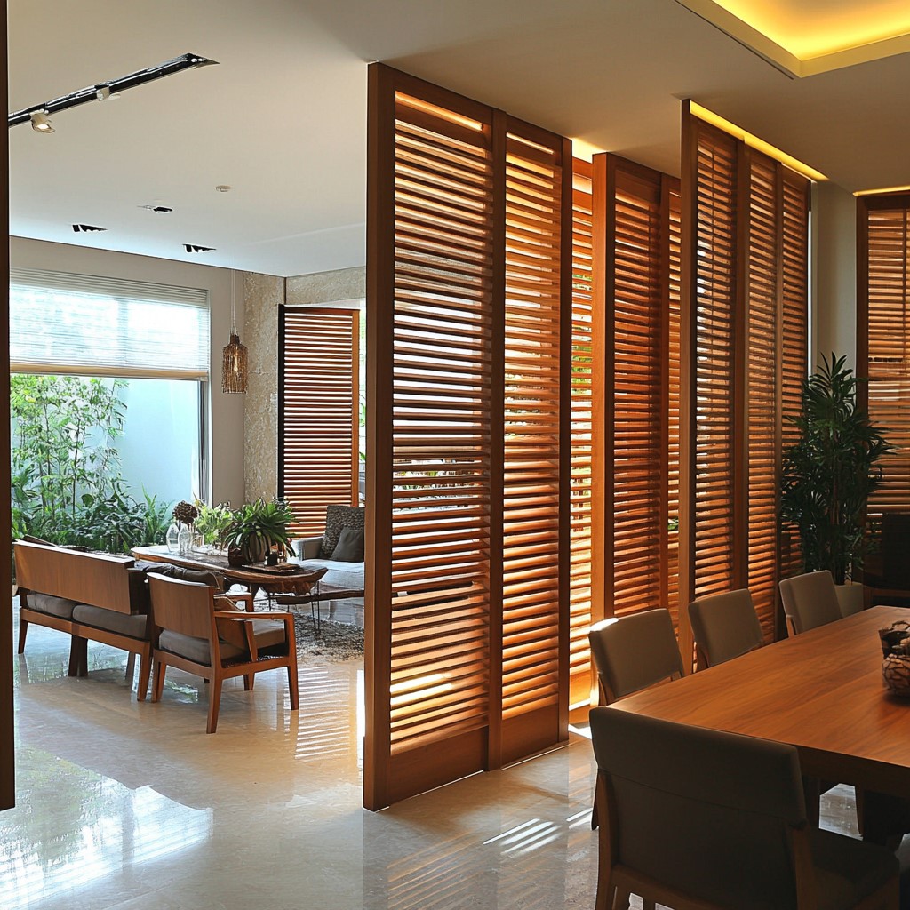 Louvred Wooden Panels: Partition Wall Design