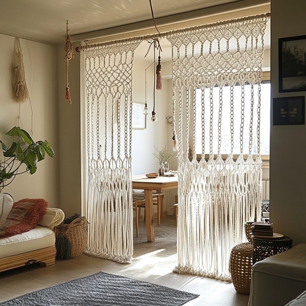 Macrame Partition Design Between the Living and Dining Room