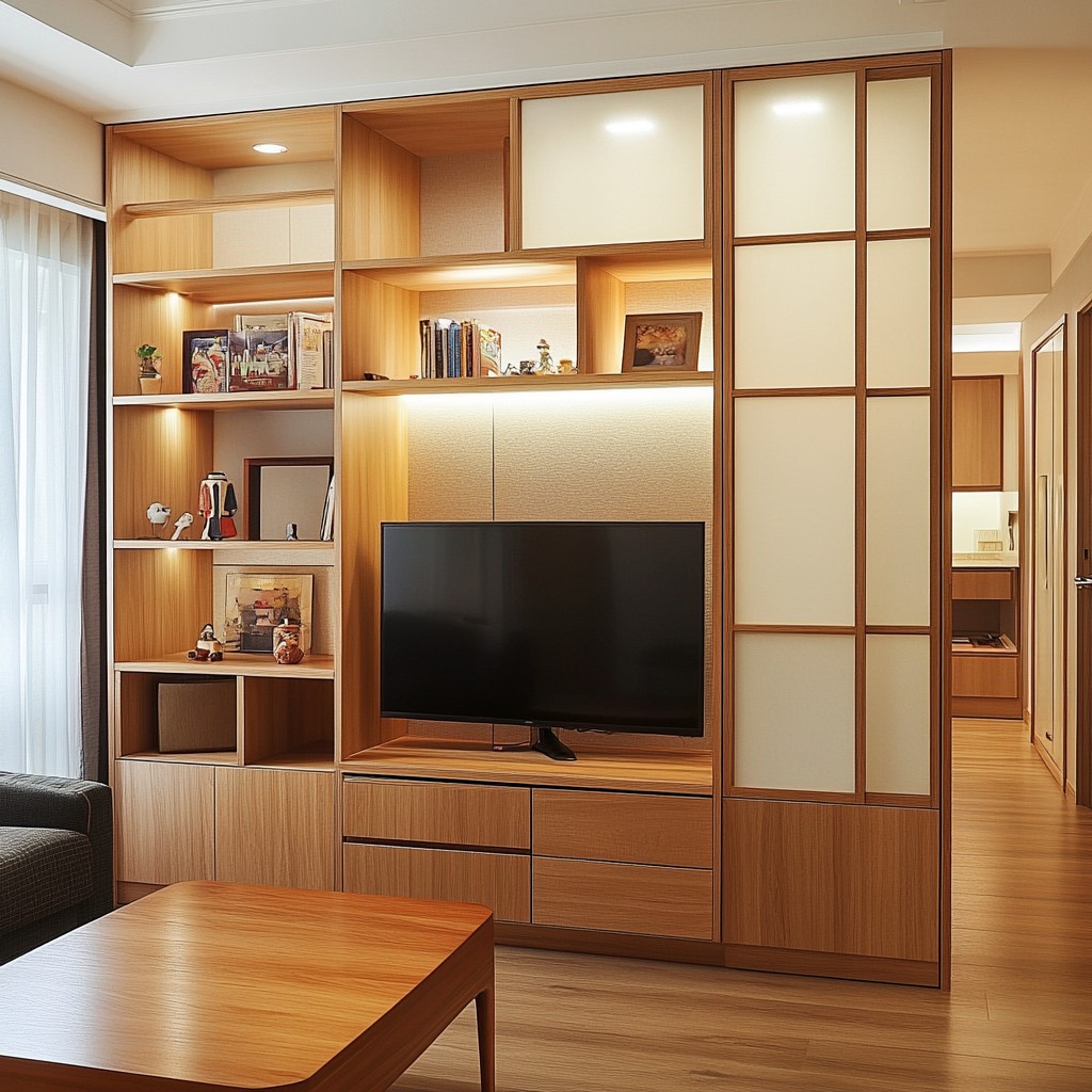 Multi-Functional TV Cabinet Partition Design for Living and Dining Room