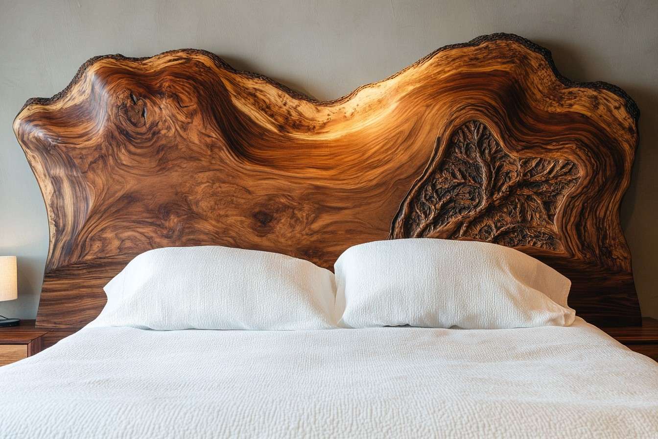 Artisanal Wood Carved Headboard Design for Master Bedroom