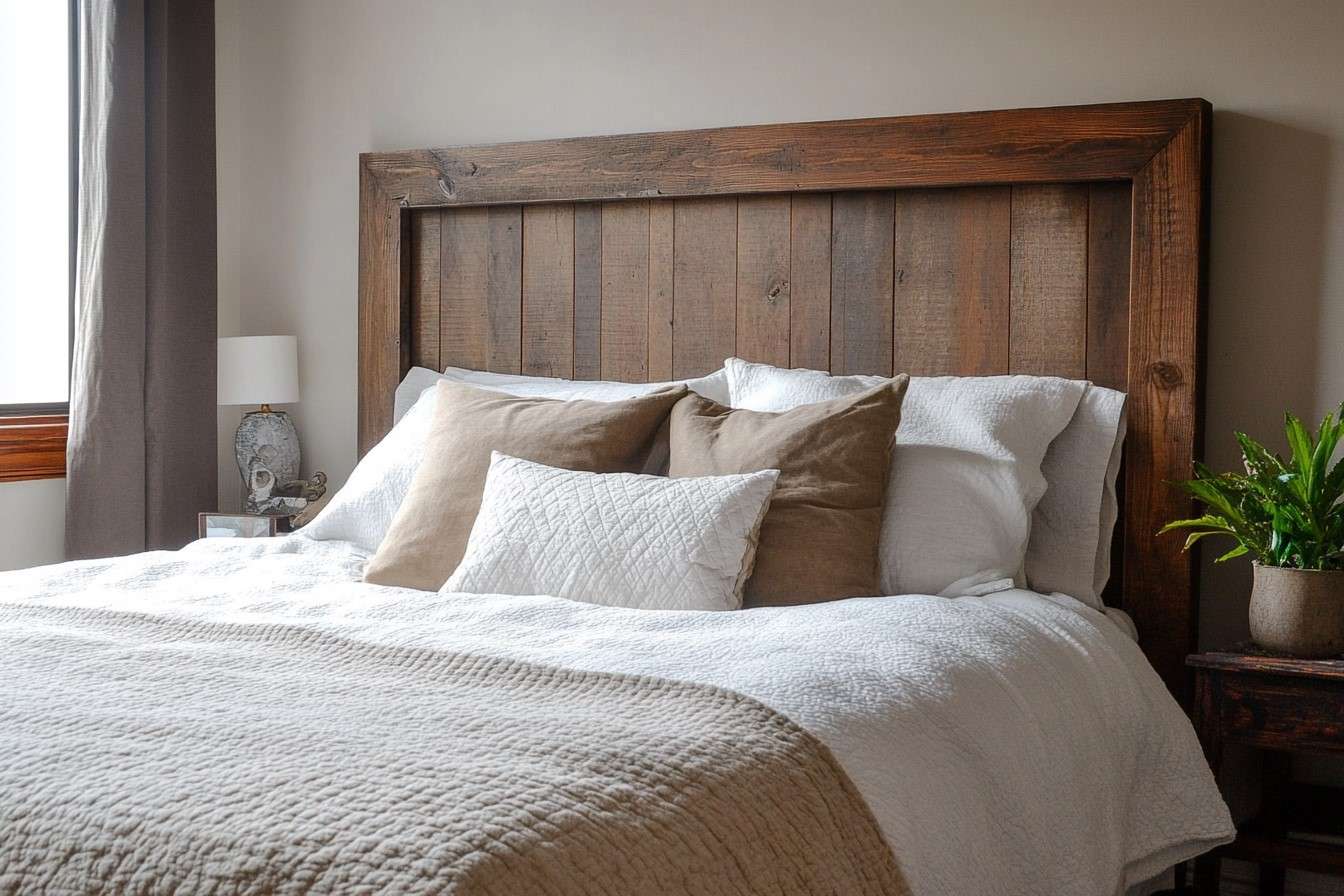 Cosy Wooden Framed Bed Headboard Design