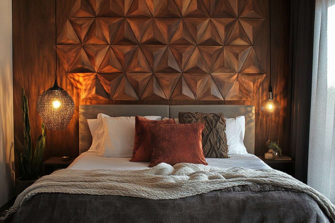 Geometric Patterns as Bedroom Headboard Design