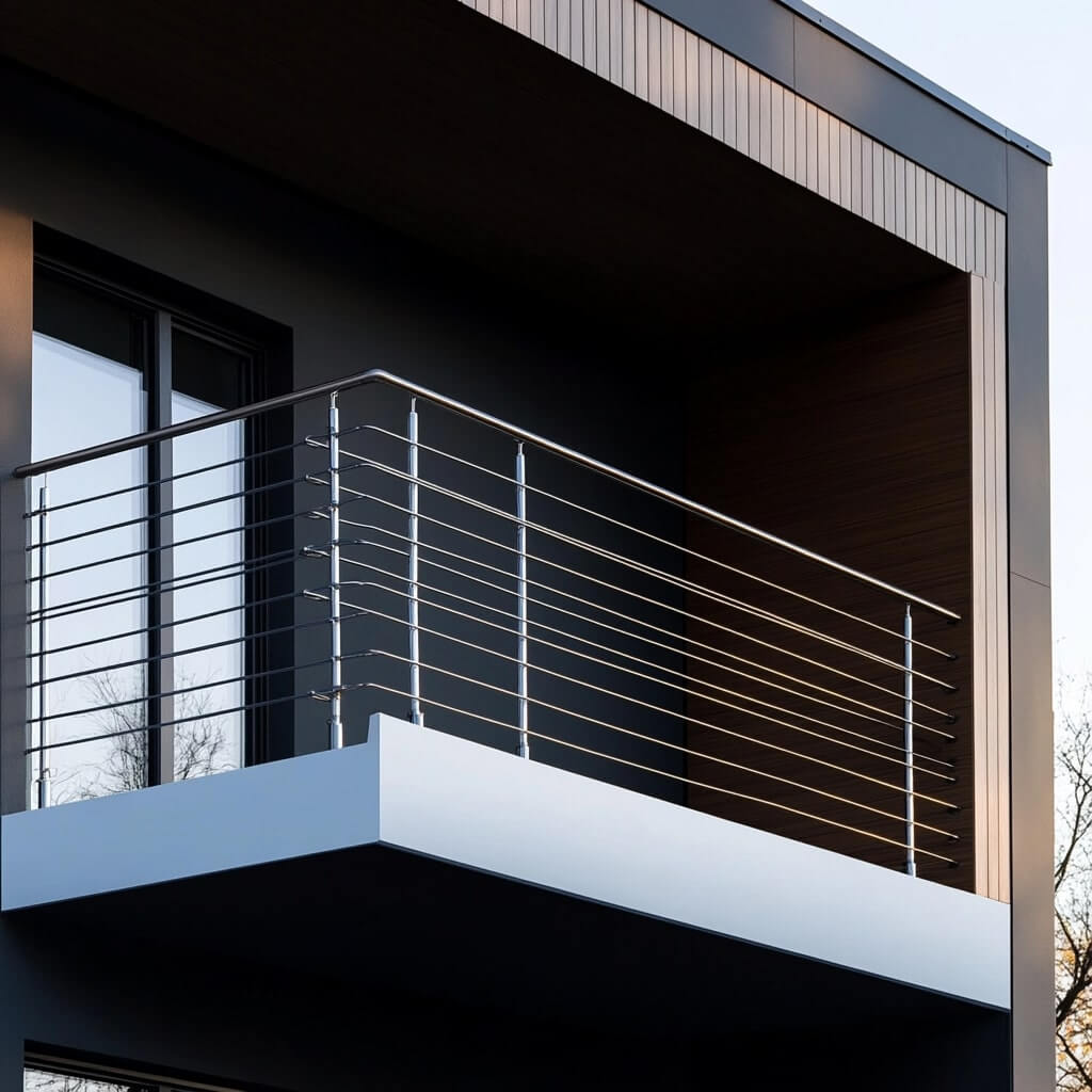 Modern Balcony Grill Design with Steel Cables