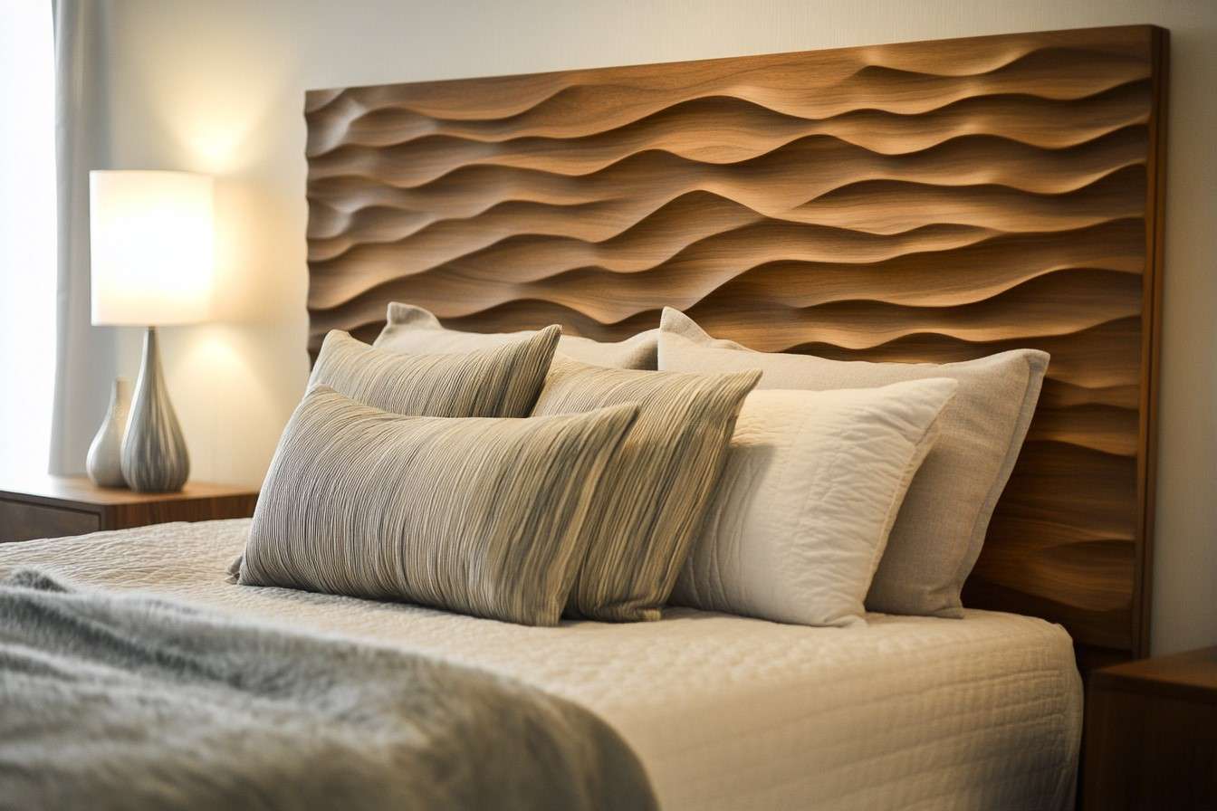 Textured Mid-Century Bedroom Headboard Design Ideas