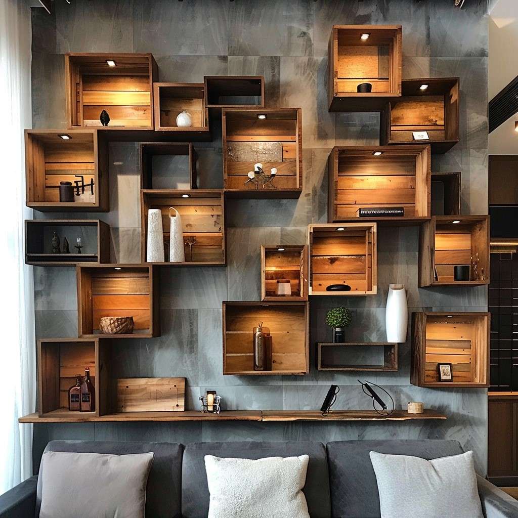 Wall Showcase Designs With Floating Shelves