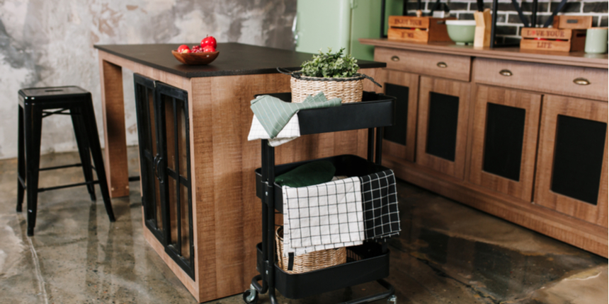 Kitchen trolley with countertop and storage