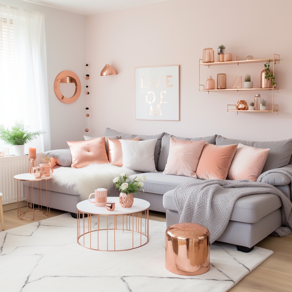 Rose Gold Colours for Modern Living Room